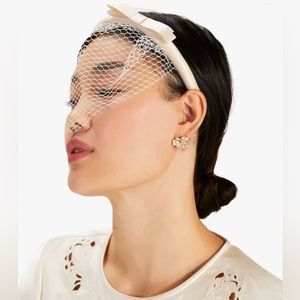 kate spade white bow veiled headband